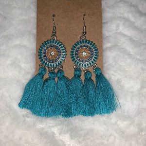 Green Tassel Earrings